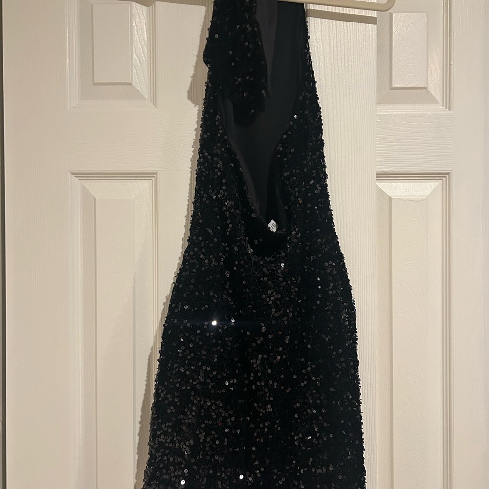 Topshop Elegant Black Sequin Dress open back size small (4) - Picture 4 of 5